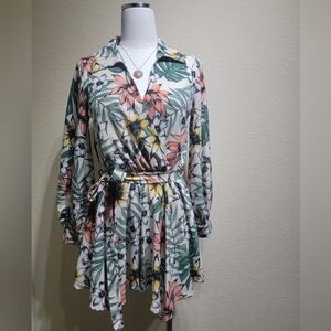 Floral Print Wrap Top